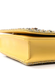 Calfskin Satin Bead Embroidery Lady D1OR Clutch Gold Yellow