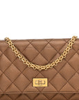Metallic Calfskin Quilted 2.55 Reissue Wallet On Chain WOC Bronze