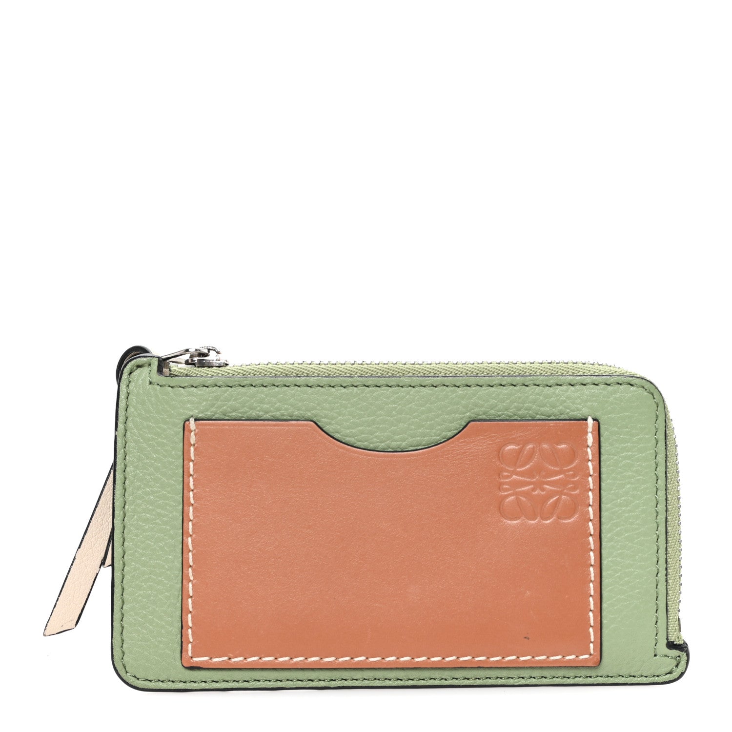 Soft Grained Calfskin Coin Card Holder Rosemary Tan