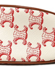 Canvas Calfskin Ava Triomphe Shoulder Bag Red