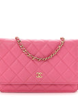 Caviar Quilted Wallet on Chain WOC Pink