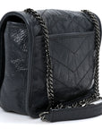 Crinkled Calfskin Matelasse Monogram Niki Chain Wallet Dark Smog