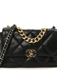 Lambskin Quilted Large CHNL 19 Flap Black