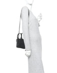 Grained Calfskin Intrecciato Mini Arco Tote Black