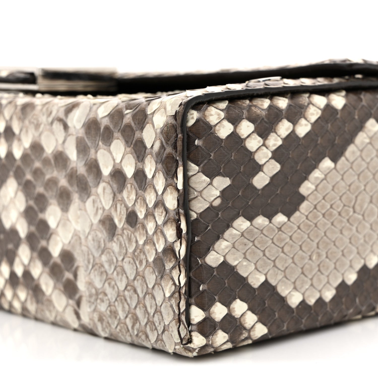 Snakeskin Baguette Soft Trunk White Camelia