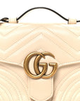 Calfskin Matelasse Mini GG Marmont Top Handle Shoulder Bag White
