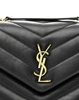 Calfskin Y Quilted Monogram Small Loulou Chain Satchel Black