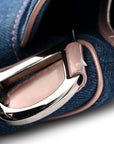 Patent Denim Jeans Saddle Bag Blue Pink