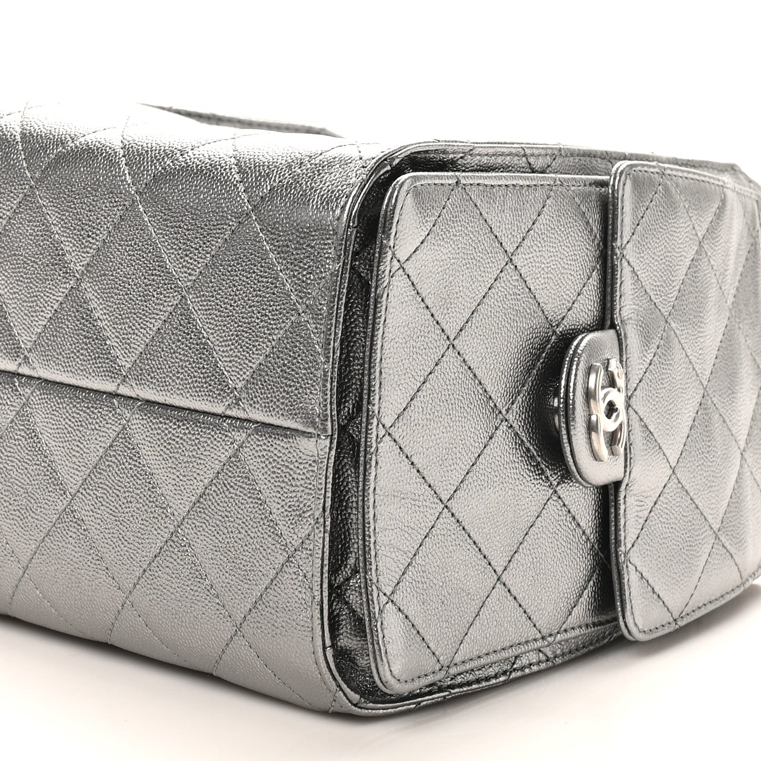 Metallic Caviar Quilted Small CHNL 25 Handbag Anthracite