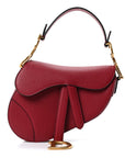 Grained Calfskin Mini Saddle Bag Red