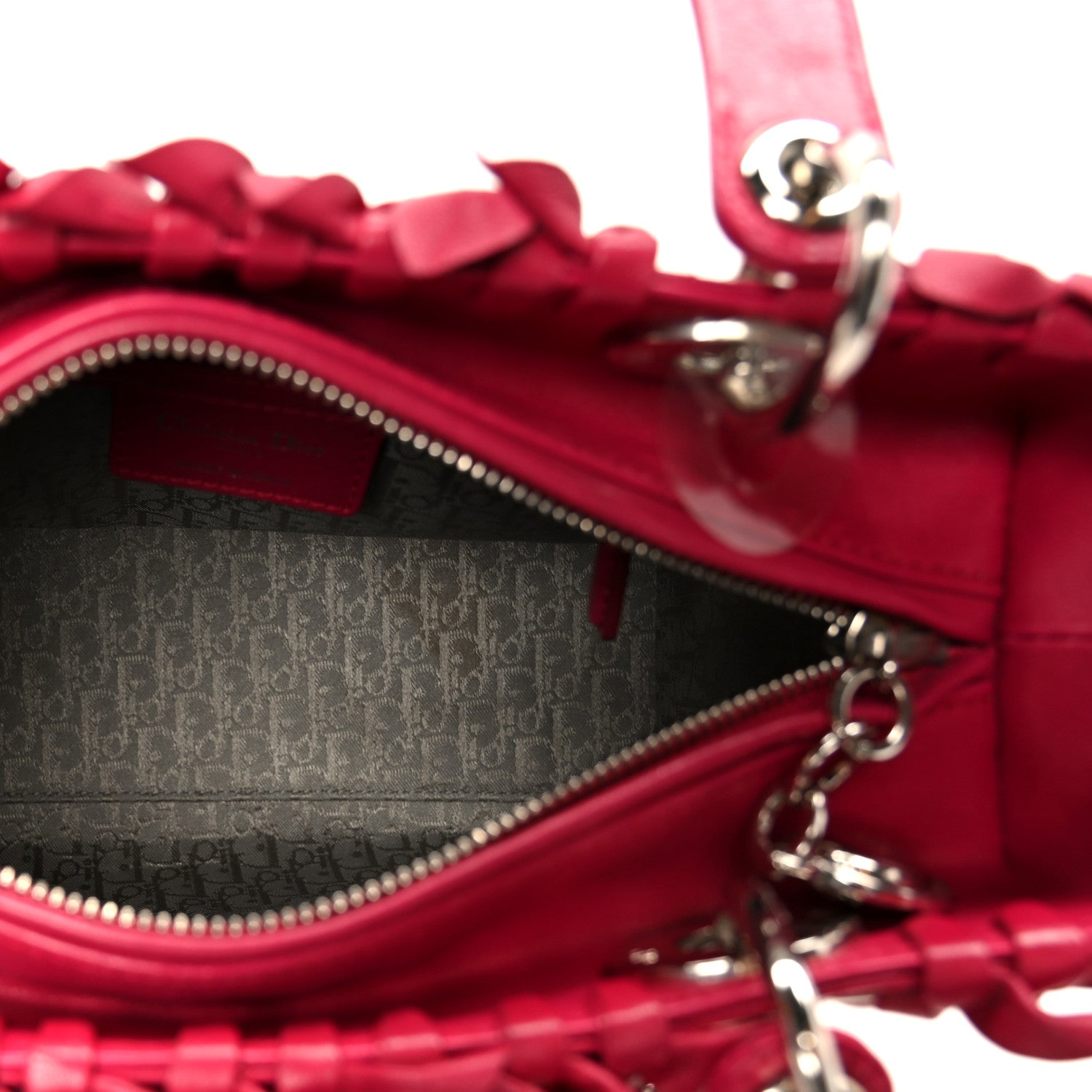 Lambskin Cannage Bow Medium Lady D1OR Fuchsia