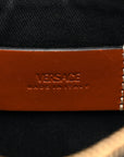 Coated Canvas Medium La Greca Signature Pouch Black Caramel