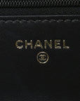 Lambskin Quilted Crystal Handle Wallet On Chain WOC Black