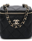 Caviar Quilted Mini Vanity Case With Chain Black