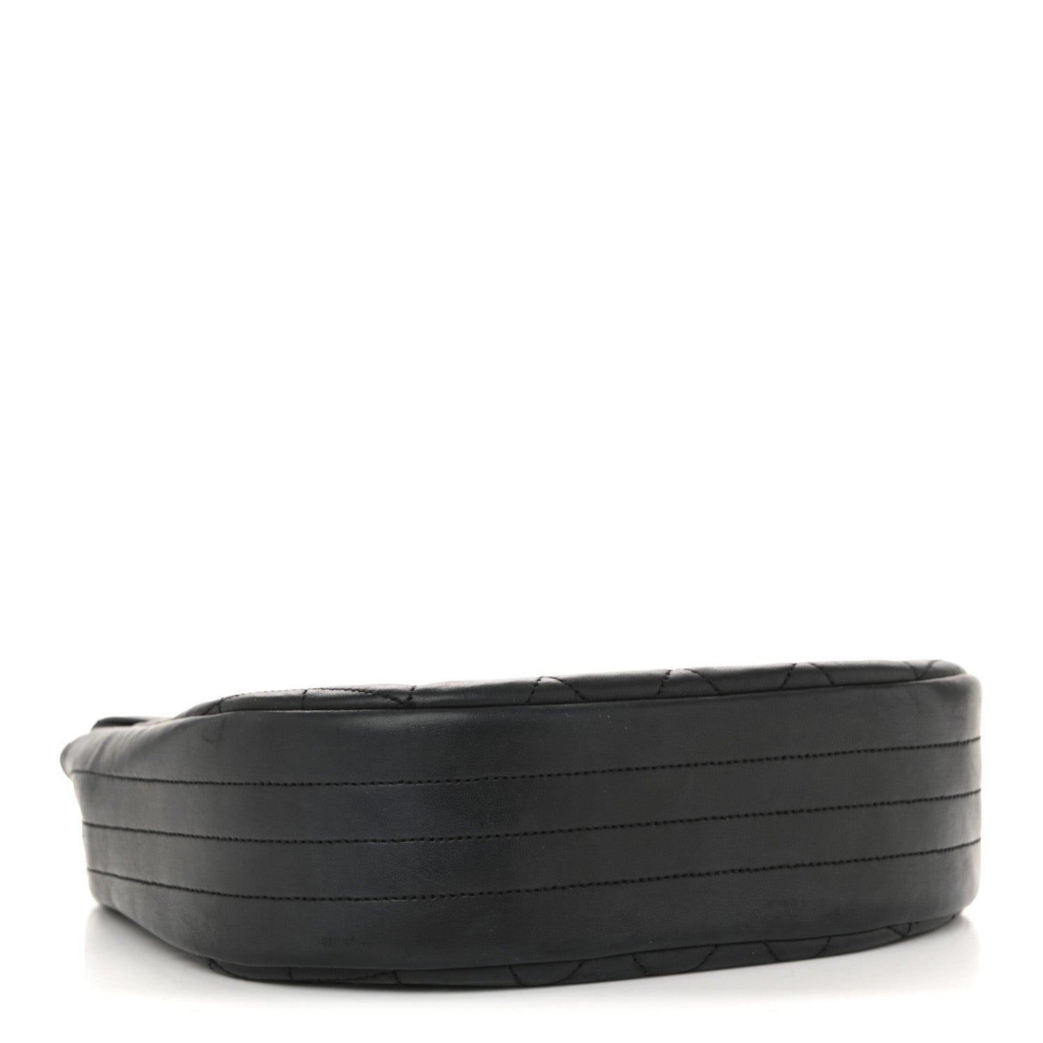 Lambskin Quilted Half Moon Flap Black