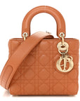 Lambskin Cannage Small Lucky Badges My Lady D1OR Orange