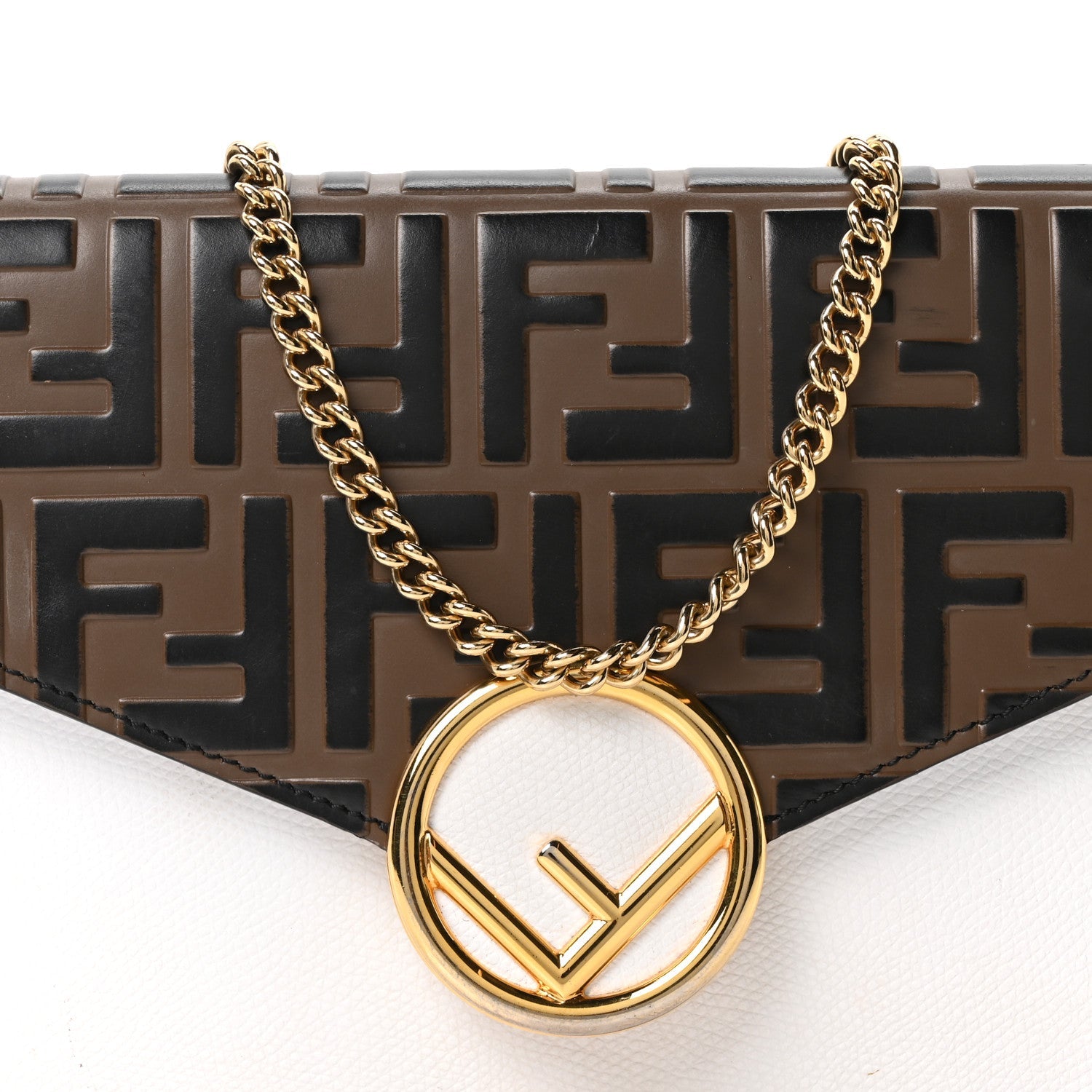 Vitello Cruise F is FNDI Bi-Color FF 1974 Embossed Medium Envelope Wallet On Chain Maya Black White