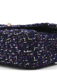Tweed Quilted Medium Double Flap Dark Purple