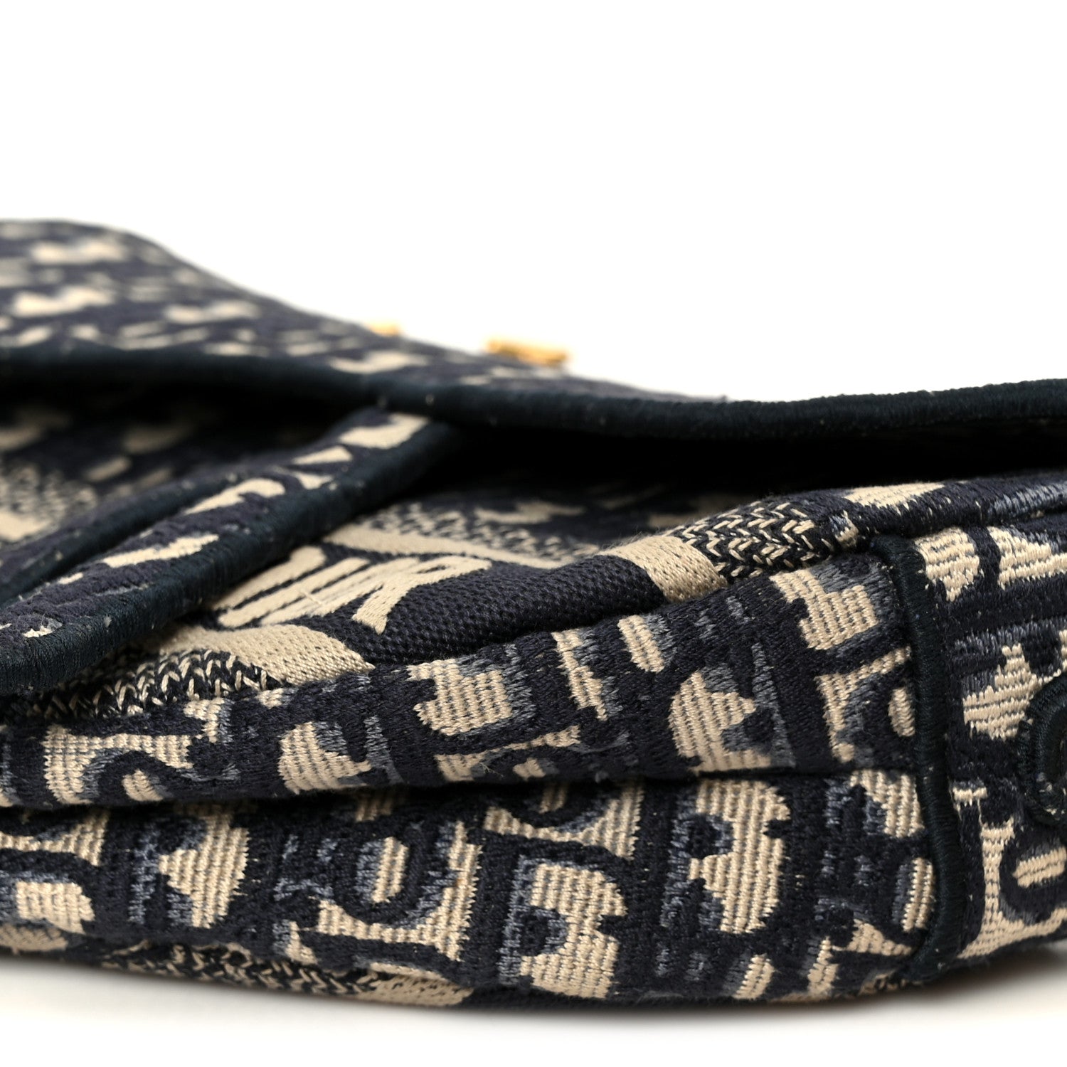 Oblique Embroidered Saddle Bag Blue