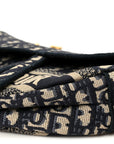 Oblique Embroidered Saddle Bag Blue