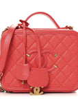 Caviar Quilted Medium CC Filigree Vanity Case Red