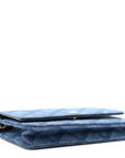 Denim Printed Wallet On Chain WOC Dark Blue
