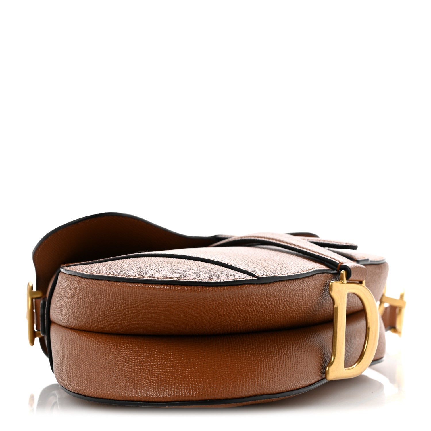 Grained Calfskin Saddle Bag With Strap Camello