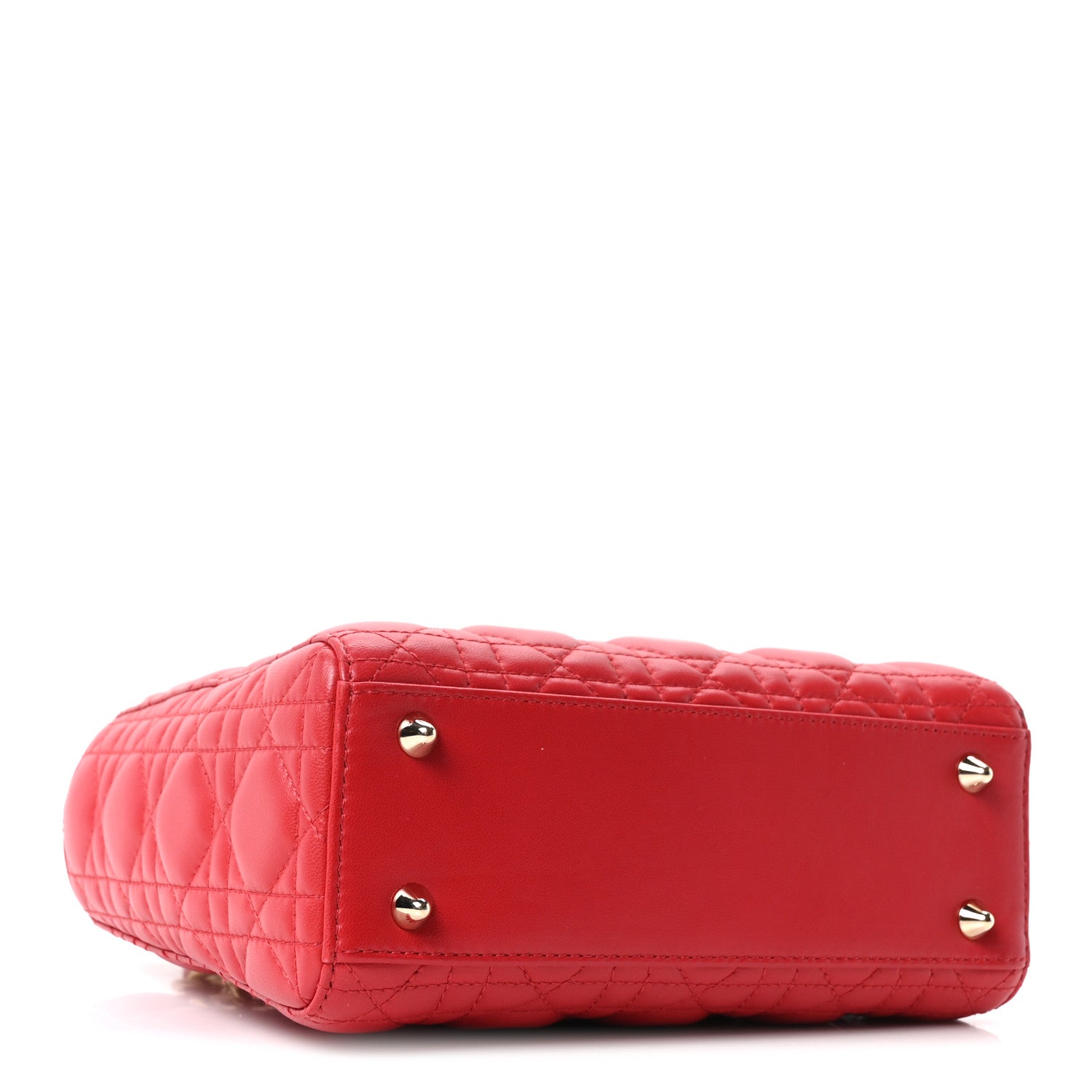 Lambskin Cannage Small Lucky Badges Lady D1OR Red