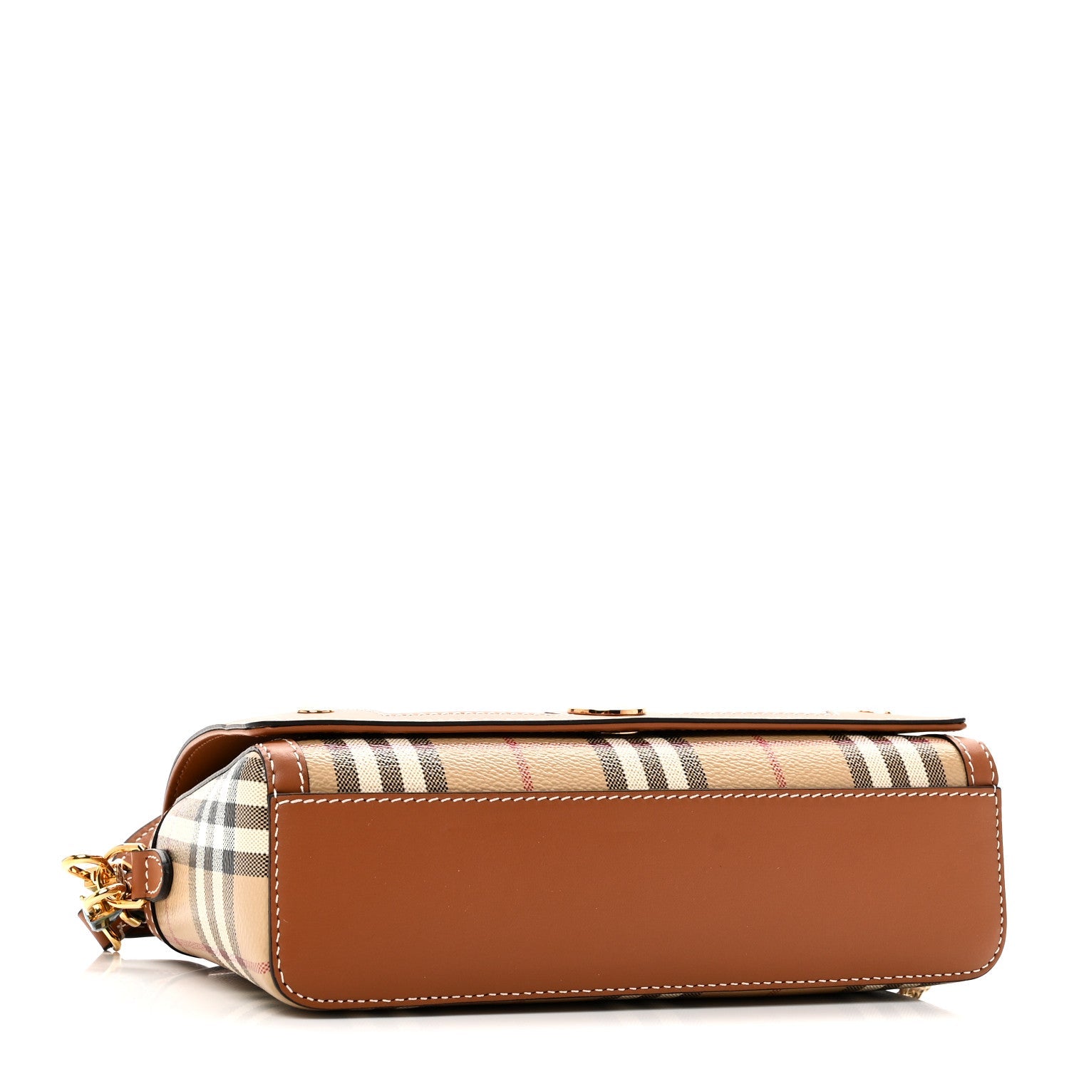 Coated Canvas Calfskin Vintage Check Small Note Crossbody Bag Briar Brown