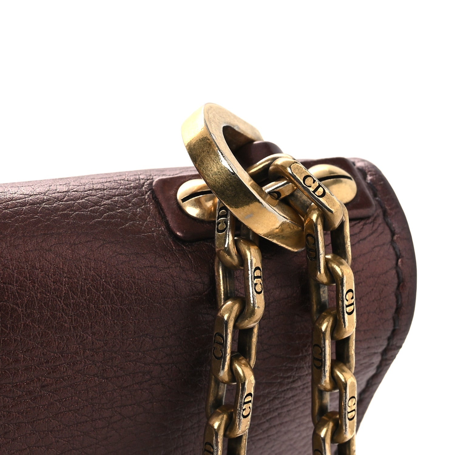 Metallic Calfskin J'AD1OR Chain Flap Bag Noisette
