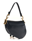 Grained Calfskin Saddle Bag Black