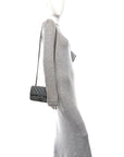 Caviar Quilted Mini Rectangular Flap Grey