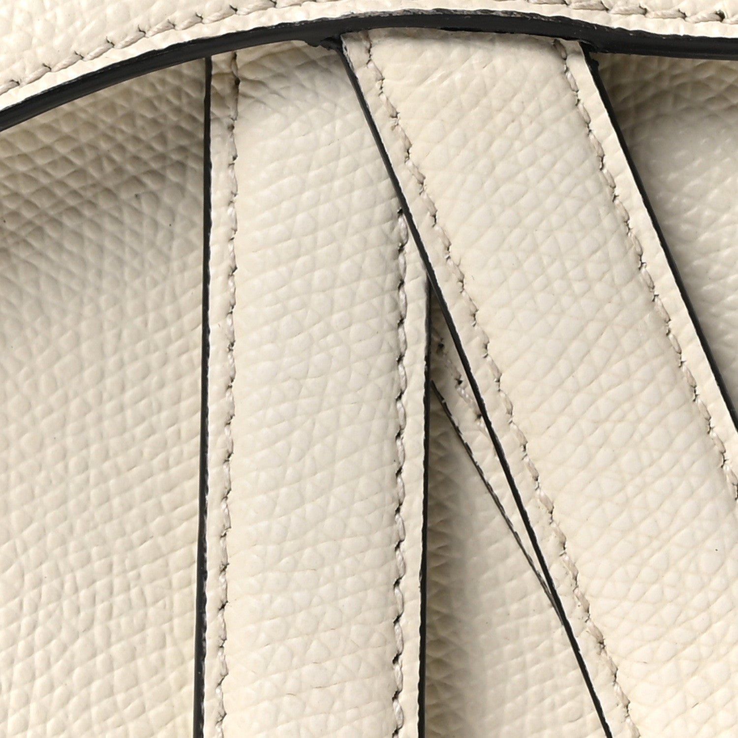 Grained Calfskin Mini Saddle Bag White