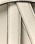 Grained Calfskin Mini Saddle Bag White