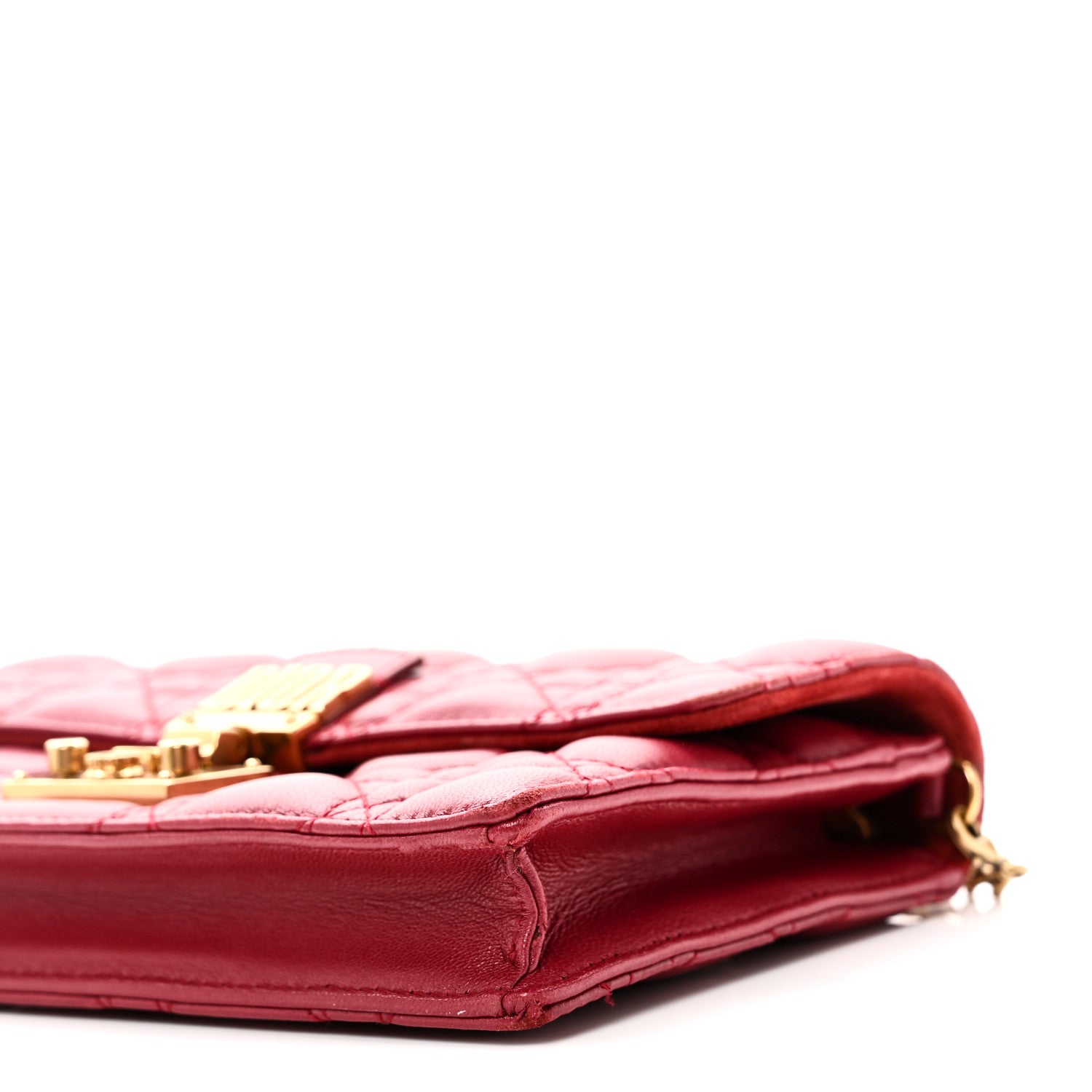 Lambskin Cannage D1ORaddict Wallet On Chain Clutch Fuchsia