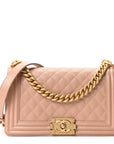 Caviar Quilted Medium Boy Flap Beige