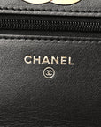 Caviar Quilted Camellia Wallet On Chain WOC Black