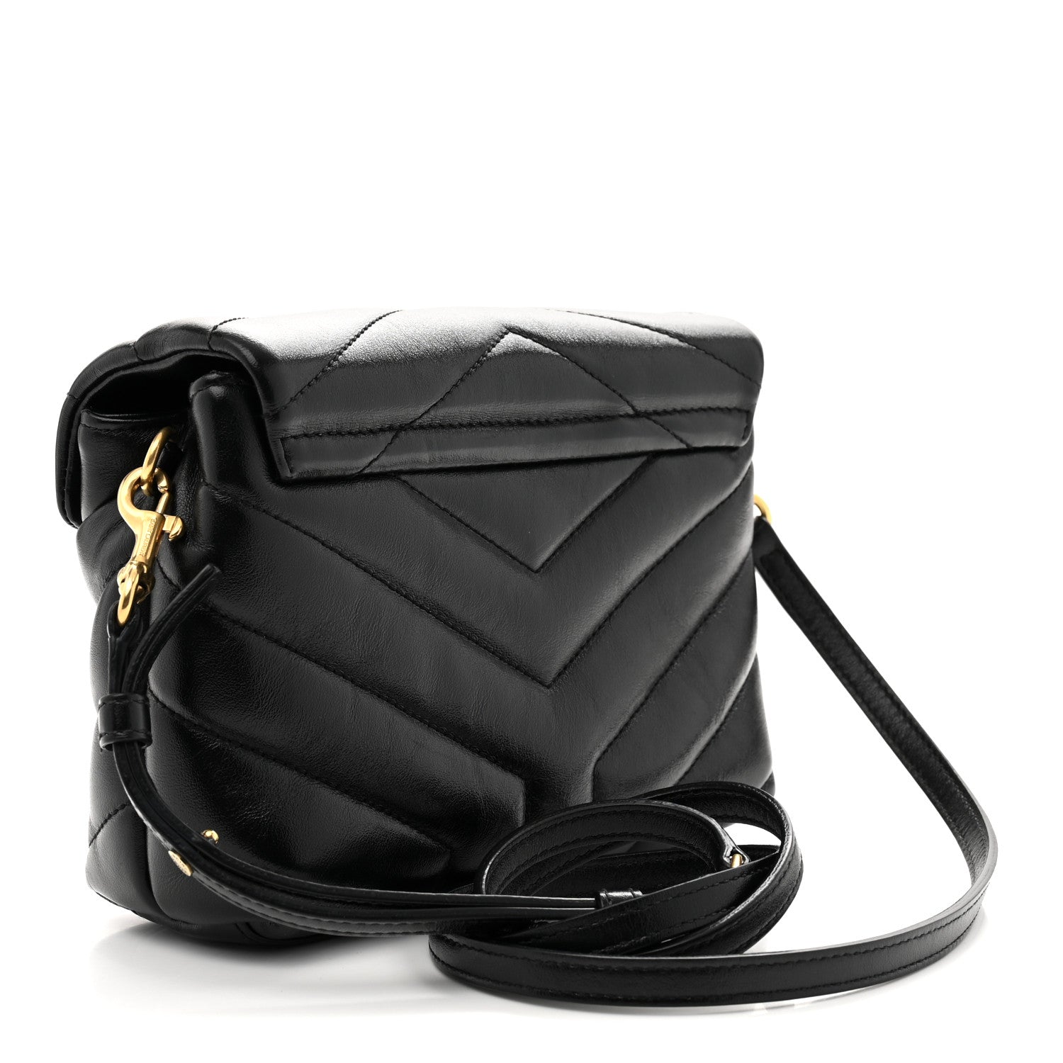 Calfskin Y Quilted Monogram Toy Loulou Crossbody Bag Black