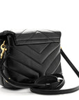 Calfskin Y Quilted Monogram Toy Loulou Crossbody Bag Black