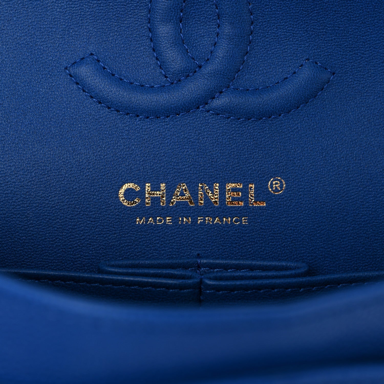 Caviar Quilted Small Double Flap Blue