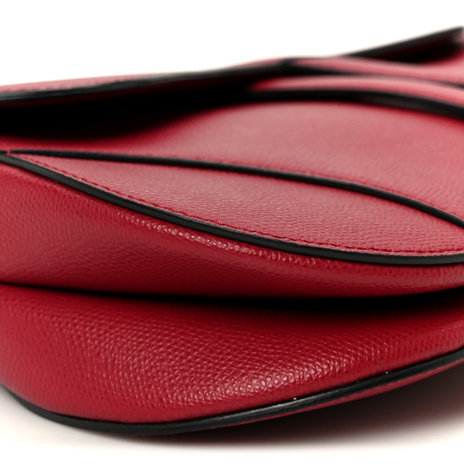 Grained Calfskin Saddle Bag Red