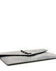 Calfskin Crocodile Embossed Uptown Monogram Pouch Black