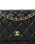 Lambskin Quilted Wallet On Chain WOC Black
