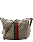 GG Supreme Monogram Web Ophidia Half Moon Hobo Brown