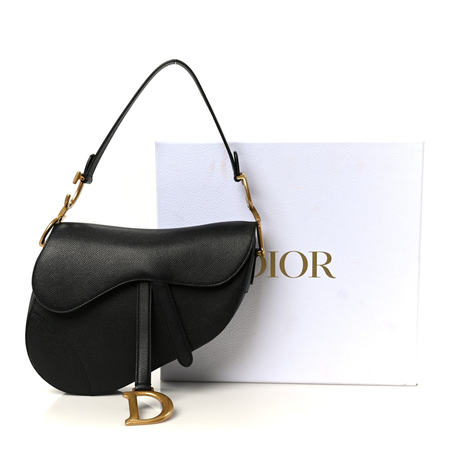 Grained Calfskin Saddle Bag Black