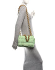 Suede Maxi Intrecciato Padded Chain Cassette Crossbody Bag Wasabi