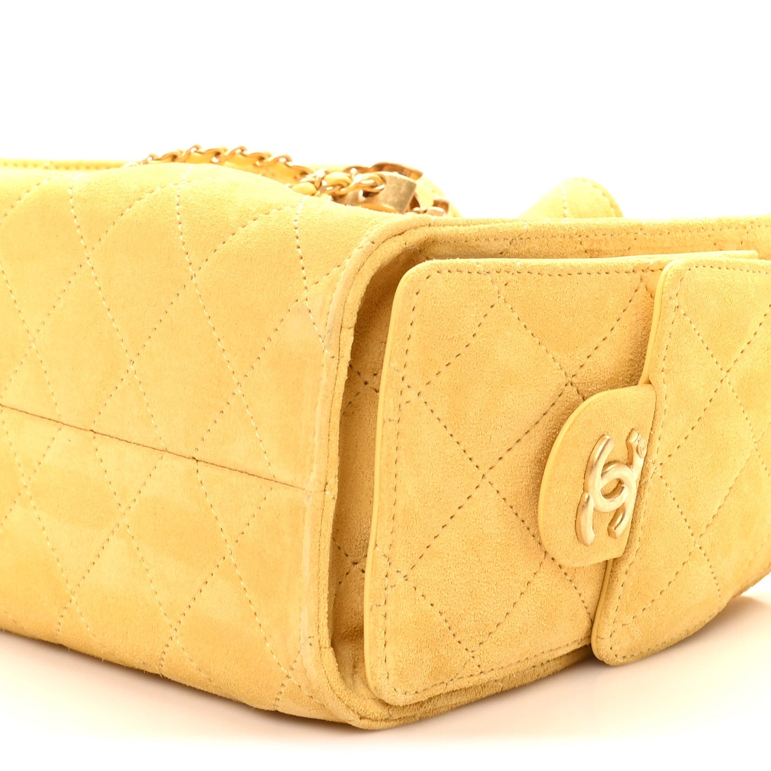 Suede Quilted Mini CHNL 25 Handbag Yellow