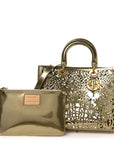 X DAVID WISEMAN Metallic Calfskin Laser Cut Large Lady D1OR Gold