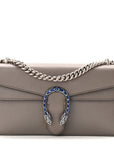 Dollar Calfskin Enamel Small Dionysus Shoulder Bag Dusty Grey Electric Blue
