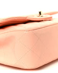 Lambskin Quilted Small Double Flap Light Orange